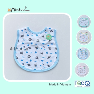 Yếm ăn dặm cho bé bấm nút in bông hình bầu MINTUU