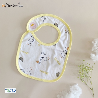 Yếm bấm nút vai in bông thương hiệu MINTUU, chất liệu vải 100% cotton