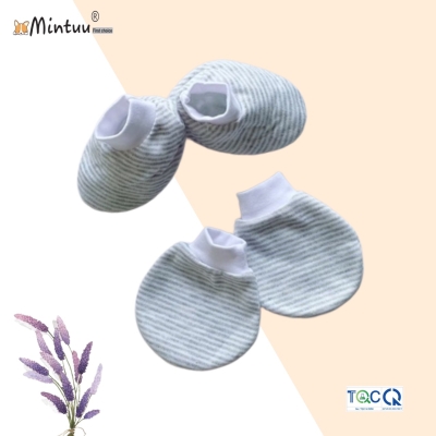 Bao tay chân sơ sinh bo sọc  màu MINTUU