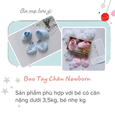 Bộ bao tay chân sơ sinh Newborn vải viscose rayon, cho bé 0-1 tháng, dưới 3.5kg