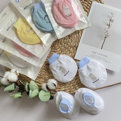 Bao tay chân cho bé sơ sinh cổ bo vải cotton 4 chiều MINTUU