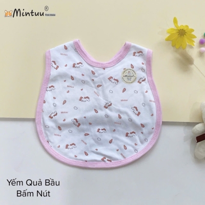 Yếm ăn dặm cho bé bấm nút in bông hình bầu MINTUU