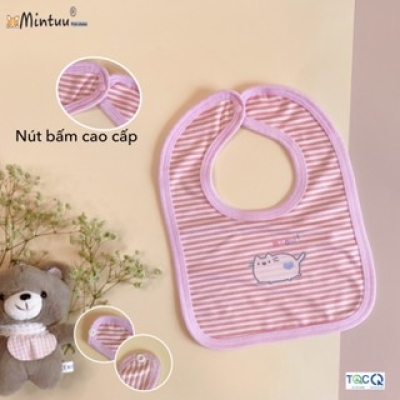 Yếm cho bé sơ sinh 0 -24 tháng bấm nút sau, chất liệu vải visco sọc dẻo, thương hiệu MINTUU