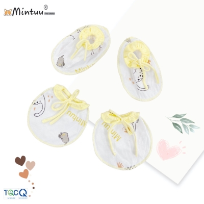 Bao tay chân cột dây in bông cho bé MINTUU