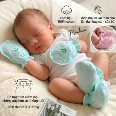 Bao tay chân vắt sổ màu sơ sinh MINTUU
