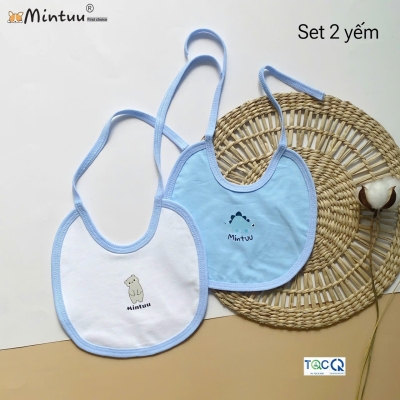 Yếm  ăn  dặm  cột  dây  cho  bé  sơ  sinh  vải  cotton  4 chiều
