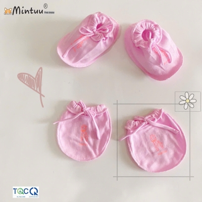 Bao tay chân cột dây màu cho bé MINTUU vải 100% cotton