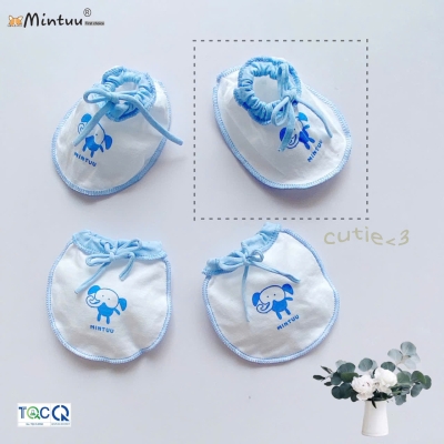 Bao tay chân cột dây trắng cho bé sơ sinh MINTUU