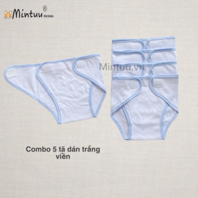 Set  5 tã  dán trắng viền sơ sinh MINTUU