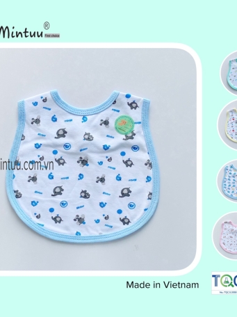 Yếm ăn dặm cho bé bấm nút in bông hình bầu MINTUU