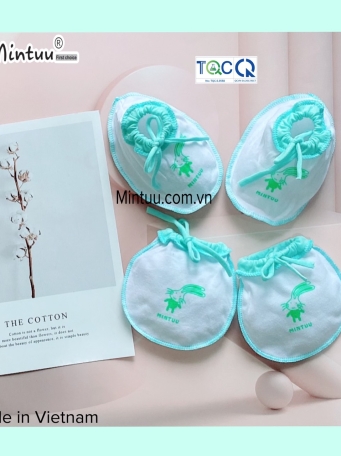 Bao tay chân cột dây trắng cho bé sơ sinh MINTUU