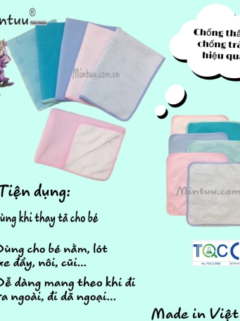 Tấm  lót  chống  thấm  sơ  sinh  MINTUU  vải  cotton  trần  bông