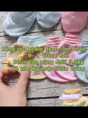 Bộ bao tay chân sơ sinh cổ bo Newborn, cho bé 0-1 tháng,  bé dưới 3.5kg, chất liệu sợi tre mềm mại