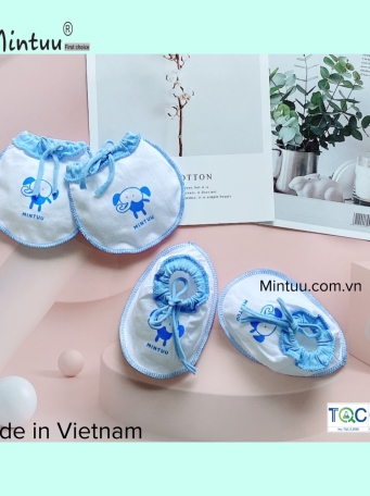 Bao tay chân cột dây trắng cho bé sơ sinh MINTUU