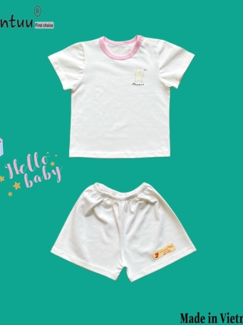 Bộ quần áo cài vai tay ngắn MINTUU vải 100% cotton 4 chiêu