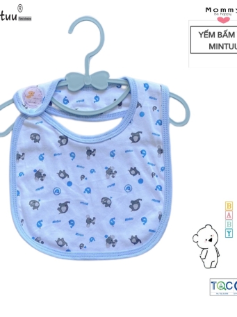 Yếm bấm nút vai in bông thương hiệu MINTUU, chất liệu vải 100% cotton