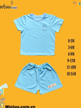Bộ quần áo cài vai tay ngắn MINTUU vải 100% cotton 4 chiêu