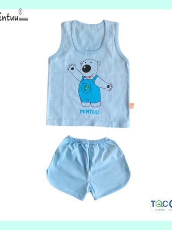 Bộ quần áo ba lỗ màu bé trai MINTUU vải 100% cotton