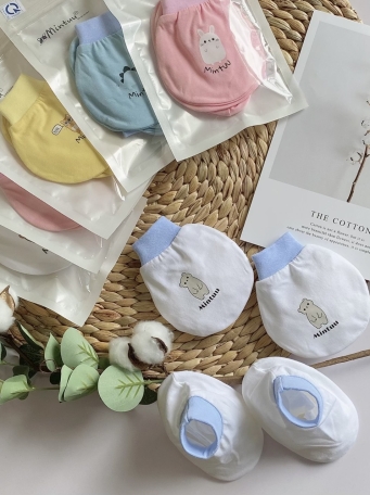 Bao tay chân cho bé sơ sinh cổ bo vải cotton 4 chiều MINTUU