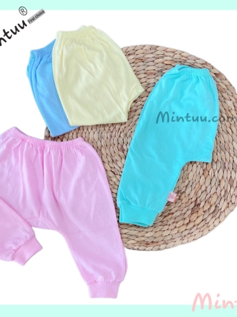 Quần đáy nêm, quần  đóng  bỉm màu gấu  bo sơ sinh MINTUU