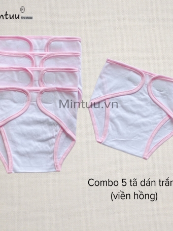 Set  5 tã  dán trắng viền sơ sinh MINTUU