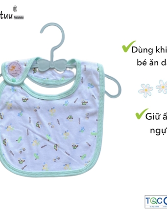 Yếm bấm nút vai in bông thương hiệu MINTUU, chất liệu vải 100% cotton