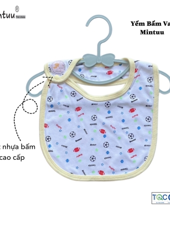 Yếm bấm nút vai in bông thương hiệu MINTUU, chất liệu vải 100% cotton