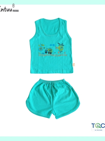 Bộ quần áo ba lỗ màu bé trai MINTUU vải 100% cotton