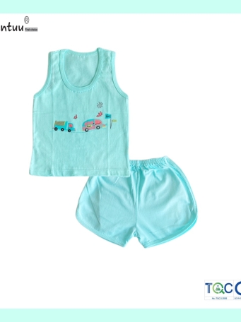 Bộ quần áo ba lỗ màu bé trai MINTUU vải 100% cotton