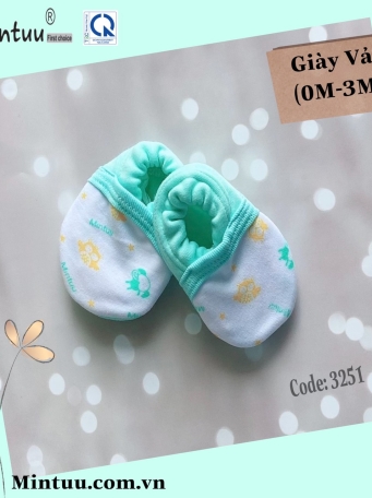 Giày vải cho bé trắng in bông MINTUU