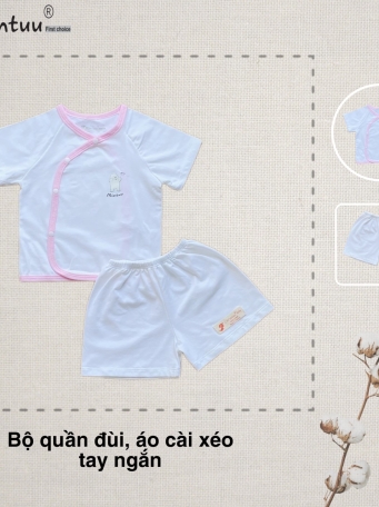 Bộ quần áo cài xéo tay ngắn MINTUU vải 100% cotton 4 chiều