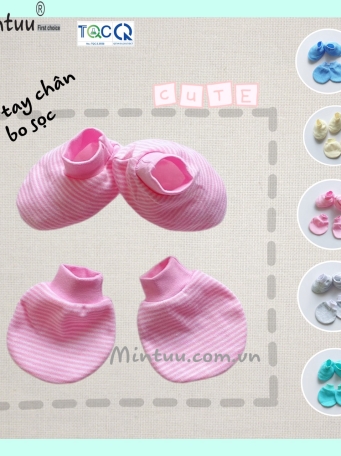 Bao tay chân sơ sinh bo sọc  màu MINTUU