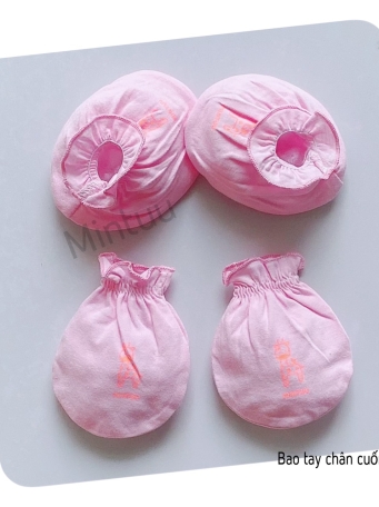 SIÊU  SALE - Bộ bao tay bao chân sơ sinh cuốn biên màu thương hiệu MINTUU, chất liệu vải 100% cotton