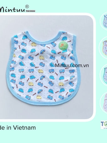 Yếm ăn dặm cho bé bấm nút in bông hình bầu MINTUU