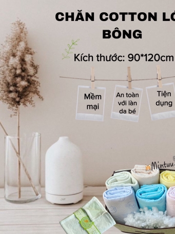 Chăn cho bé khổ 90cm*120cm MINTUU vải cotton trần bông