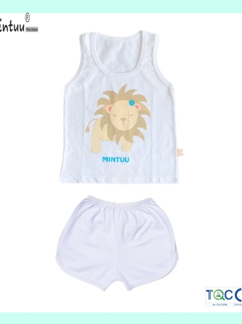 Bộ quần áo ba lỗ trắng bé trai MINTUU vải 100% cotton