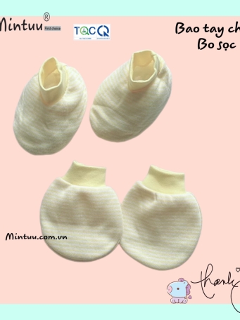 Bao tay chân sơ sinh bo sọc  màu MINTUU