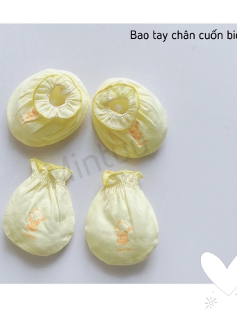 SIÊU  SALE - Bộ bao tay bao chân sơ sinh cuốn biên màu thương hiệu MINTUU, chất liệu vải 100% cotton