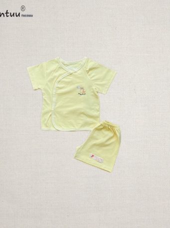Bộ quần áo cài xéo tay ngắn MINTUU vải 100% cotton 4 chiều