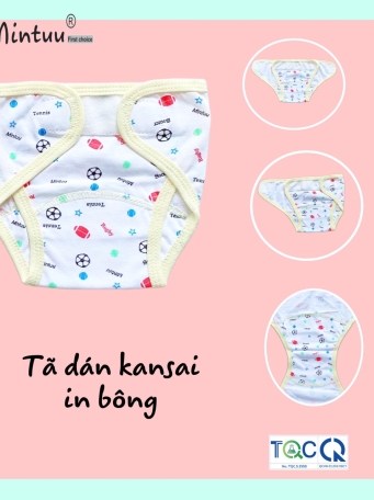 Set  5 tã dán sơ sinh in bông viền kansai  MINTUU