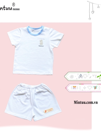 Bộ quần áo cài vai tay ngắn MINTUU vải 100% cotton 4 chiêu