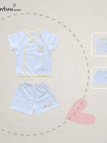 Bộ quần áo cài xéo tay ngắn MINTUU vải 100% cotton 4 chiều