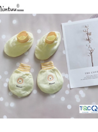 Bộ bao tay chân sơ sinh cổ bo Newborn, cho bé 0-1 tháng,  bé dưới 3.5kg, chất liệu sợi tre mềm mại