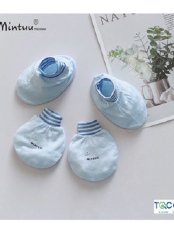Bộ bao tay chân sơ sinh cổ bo Newborn, cho bé 0-1 tháng,  bé dưới 3.5kg, chất liệu sợi tre mềm mại