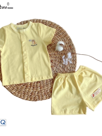 Bộ Quần Áo Cài Thẳng Tay Ngắn MINTUU, chất liệu Cotton 4 Chiều cao cấp