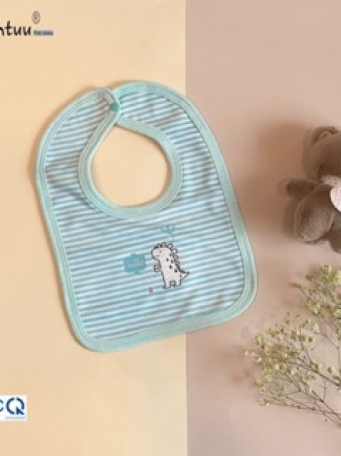 Yếm cho bé sơ sinh 0 -24 tháng bấm nút sau, chất liệu vải visco sọc dẻo, thương hiệu MINTUU