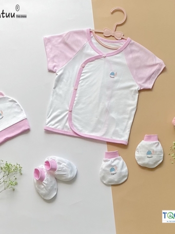 COMBO ÁO, MŨ, BAO TAY CHÂN SƠ SINH CHẤT LIỆU SỢI TRE CAO CÂP- THƯƠNG HIỆU MINTUU