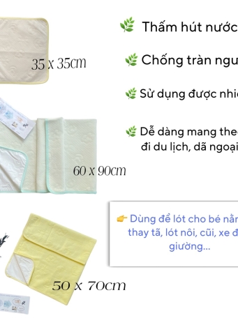 Tấm  lót  chống  thấm  sơ  sinh  MINTUU  vải  cotton  trần  bông