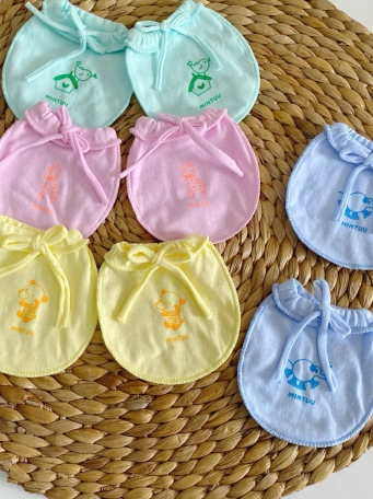 Bao tay chân cột dây màu cho bé MINTUU vải 100% cotton