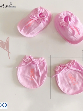 Bao tay chân cột dây màu cho bé MINTUU vải 100% cotton